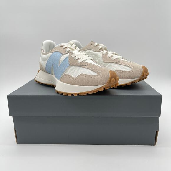 New Balance | 327 Sneaker in Timberwolf, Sea Salt, & Light Chrome Blue US 6 - Picture 2 of 15